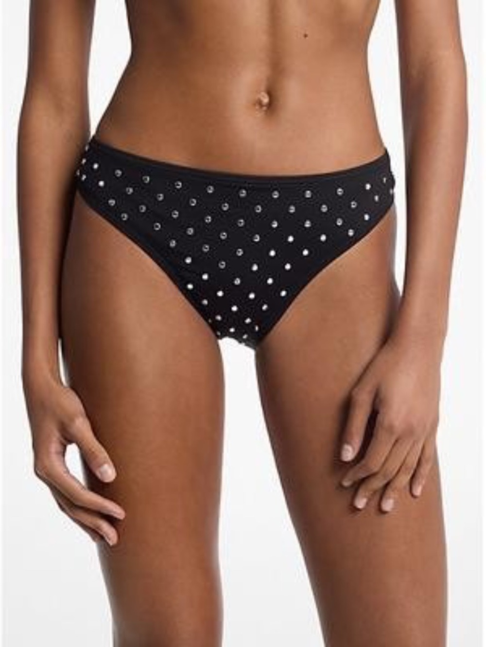 Michael Michael Kors Women's Studded High-Leg Bikini Bottoms - Black